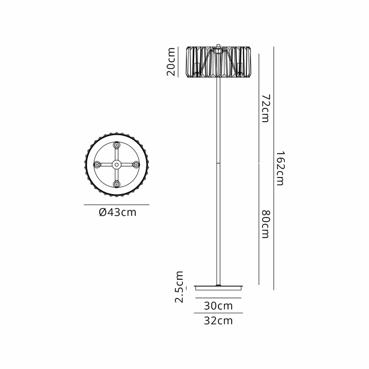 Idolite Windsor 4 Light Satin Nickel Crystal Floor Lamp