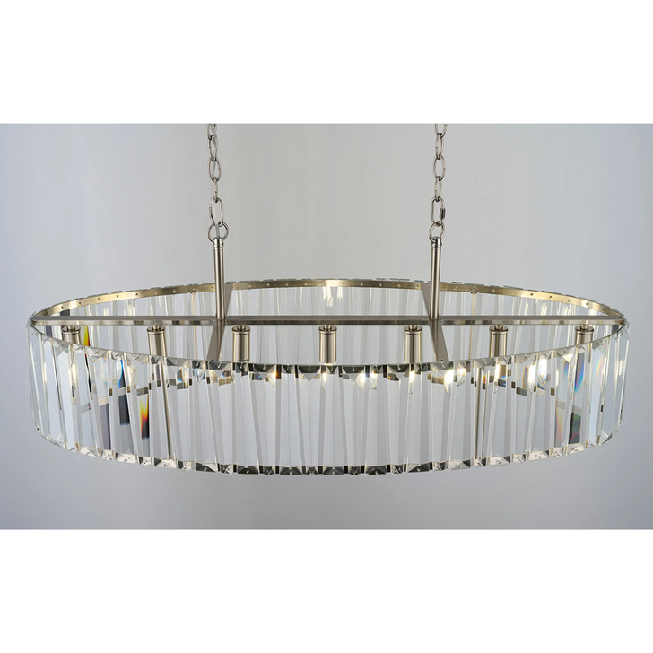 Idolite Windsor Satin Nickel Linear 7 Light Crystal Pendant Light - 90cm