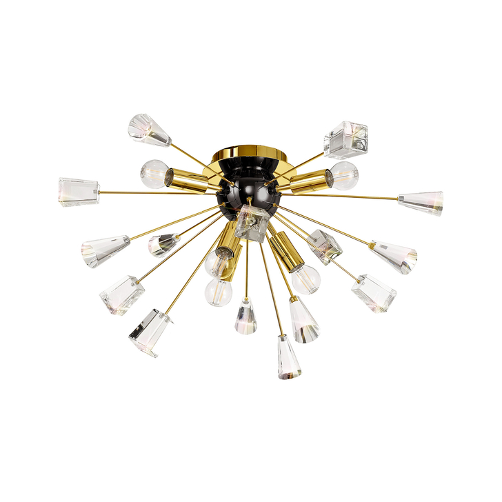 Idolite Zagros Brushed Gold Finish 6 Light Semi Flush Crystal Ceiling Light