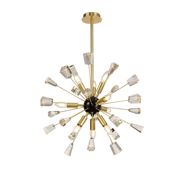 Idolite Zagros Brushed Gold Finish 9 Light Crystal Pendant