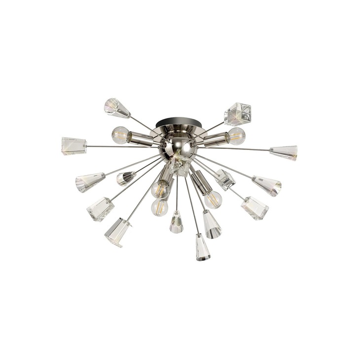 Idolite Zagros Polished Nickel Finish 6 Light Semi Flush Crystal Ceiling Light