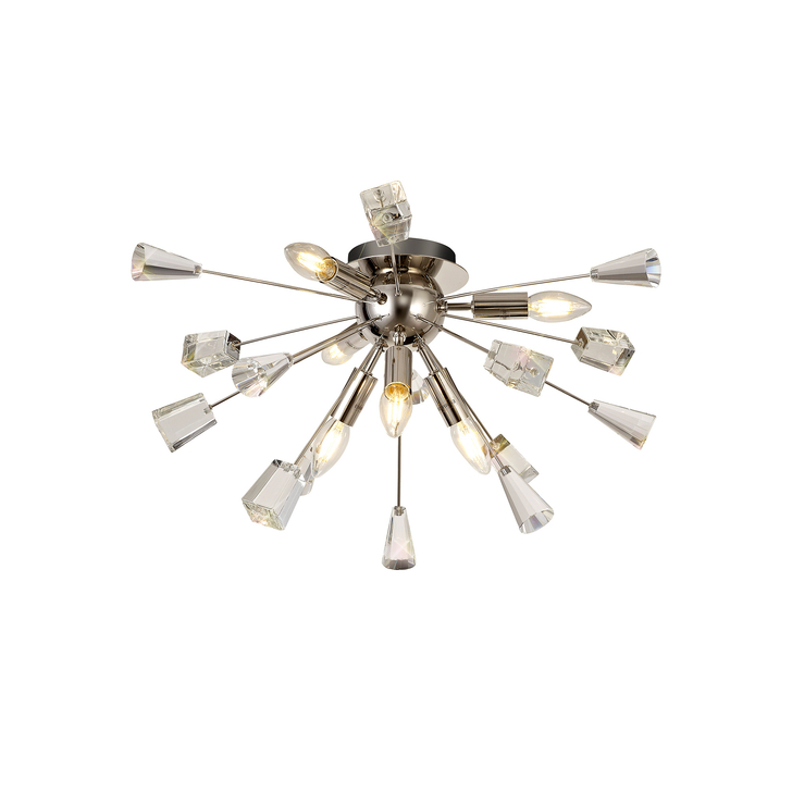 Idolite Zagros Polished Nickel Finish 6 Light Semi Flush Crystal Ceiling Light