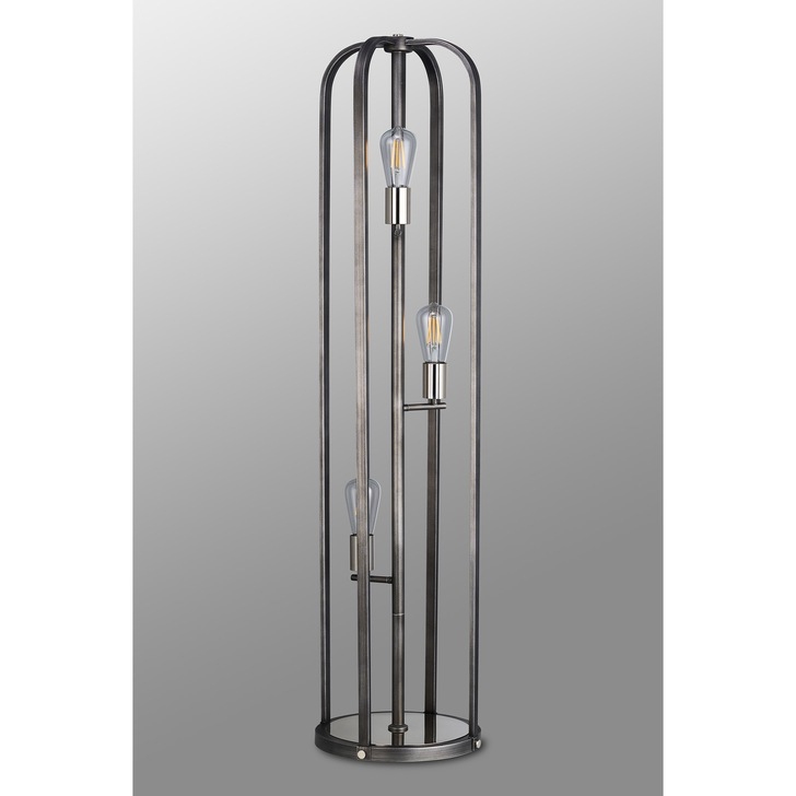 Idolite Zala Pewter And Polished Nickel 3 Light Floor Lamp