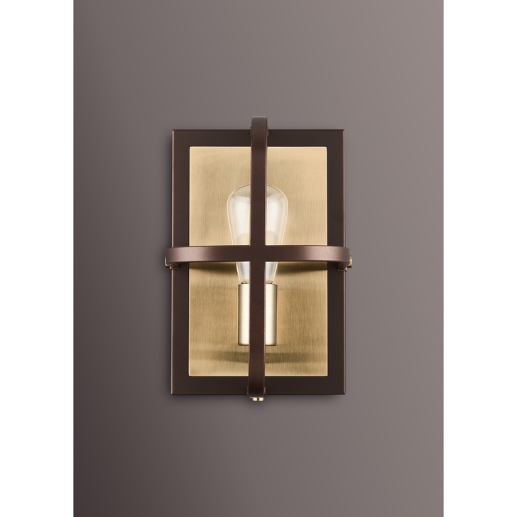 Idolite Zala Antqiue Bronze Single Wall Light Complete With Wood Detailing