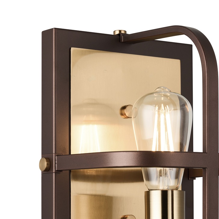 Idolite Zala Antqiue Bronze Single Wall Light Complete With Wood Detailing