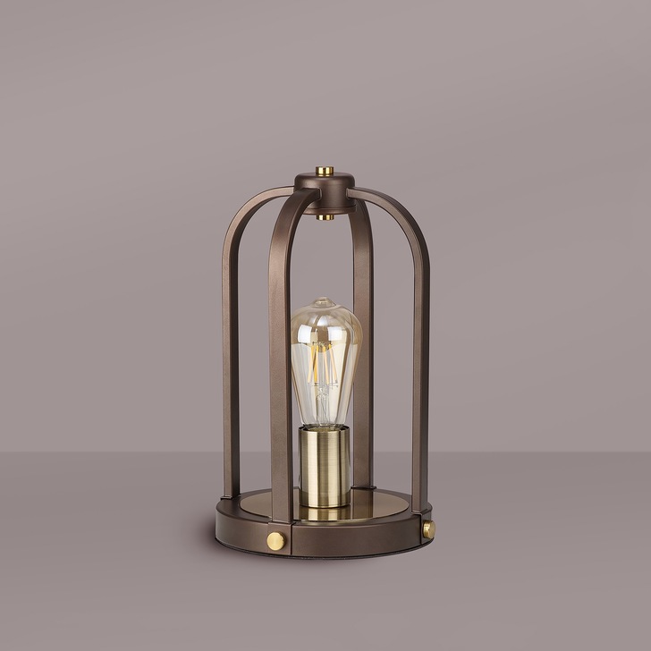 Idolite Zala Antqiue Bronze Table Lamp Complete With Wood Detailing