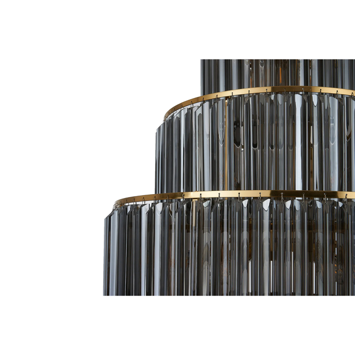 Idolote Carpathian 90cm 9 Tier Extra Large Diamond Round Glass 9 Tier Pendant Light in Brass Complete With Clear Smoked Glass