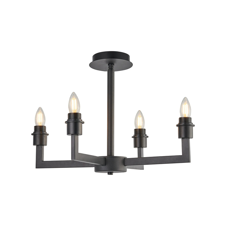 Idolite Ruari Satin Black 4 Light Pendant (Frame Only)