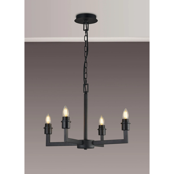 Idolite Ruari Satin Black 4 Light Pendant (Frame Only)