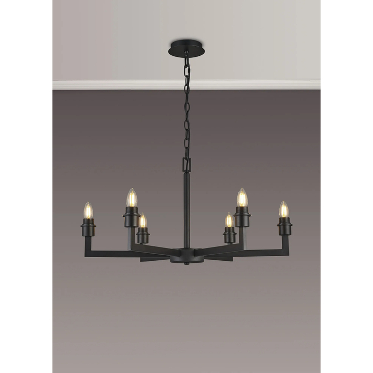 Idolite Ruari Satin Black 6 Light Pendant (Frame Only)