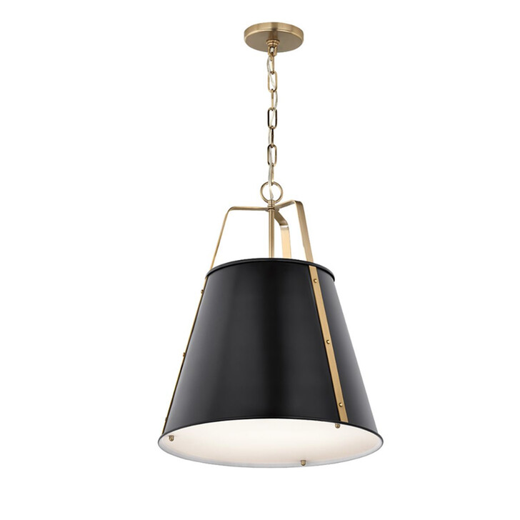 Kichler Etcher Black Large Black And Brass Pendant Light Complete With White Etched Glass Diffuser