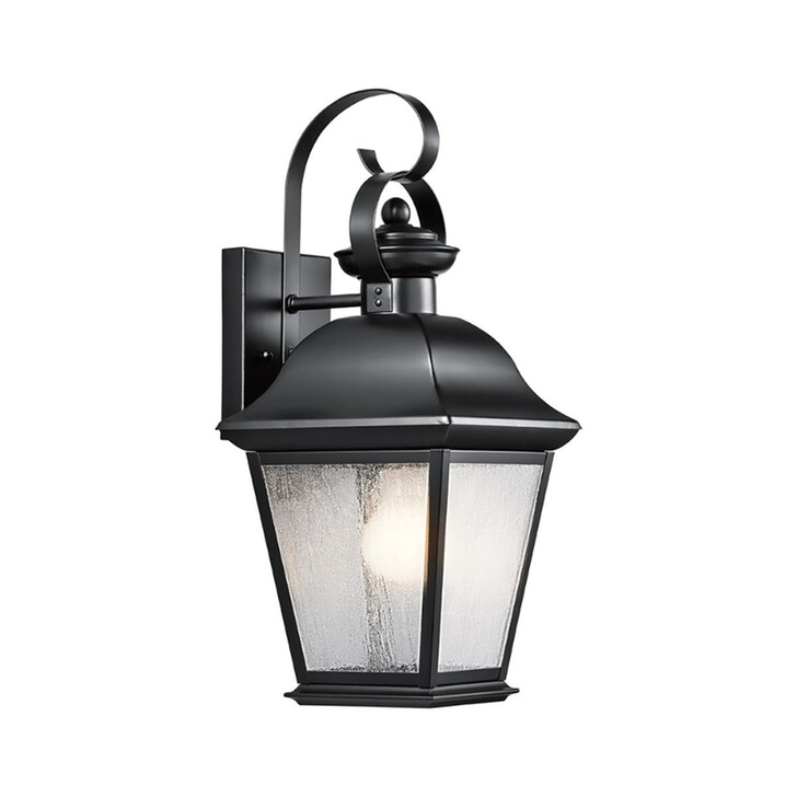 Kichler Mount Vernon Medium Black Outdoor Wall Lantern Complete With Clear Seedy Glass - IP44