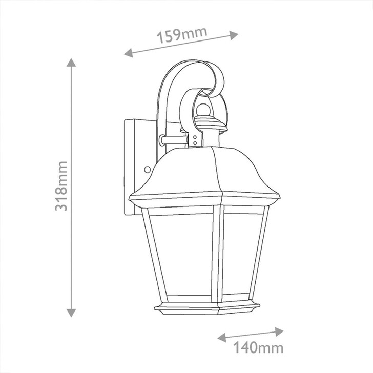Kichler Mount Vernon Small Black Outdoor Wall Lantern Complete With Clear Seedy Glass - IP44