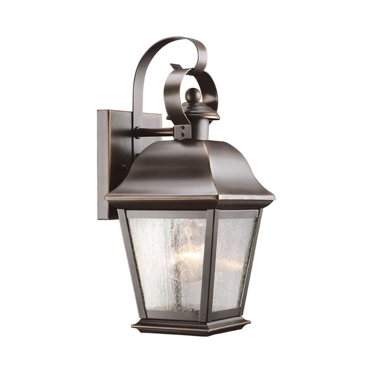 Kichler Mount Vernon Small Olde Bronze Finish Outdoor Wall Lantern Complete With Clear Seedy Glass - IP44