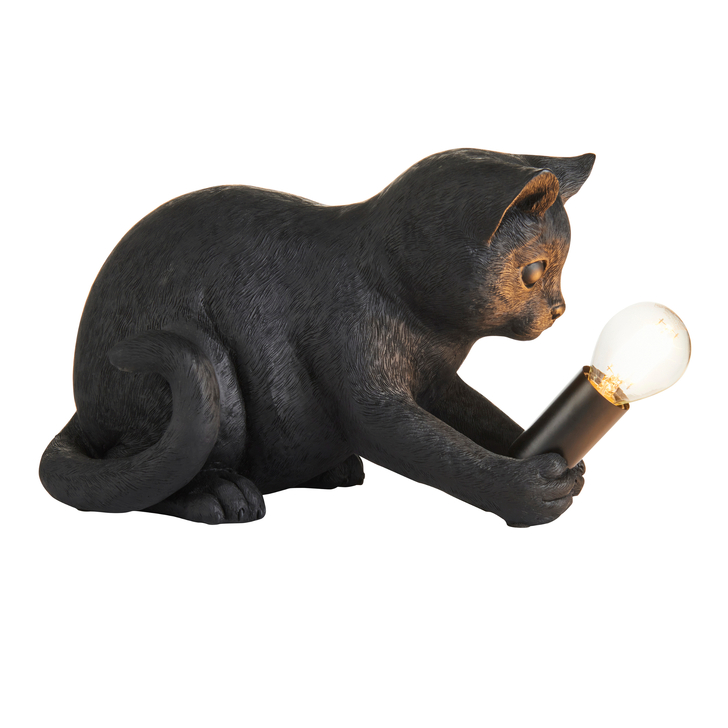 Kitten Figurine Table Lamp In Matt Black