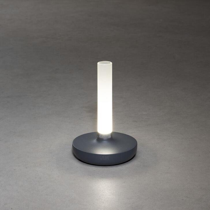 Konstsmide Biarritz Grey Outdoor Portable Usb Table Lamp With Frosted Glass - IP54 - 1800K/3000K/4000K