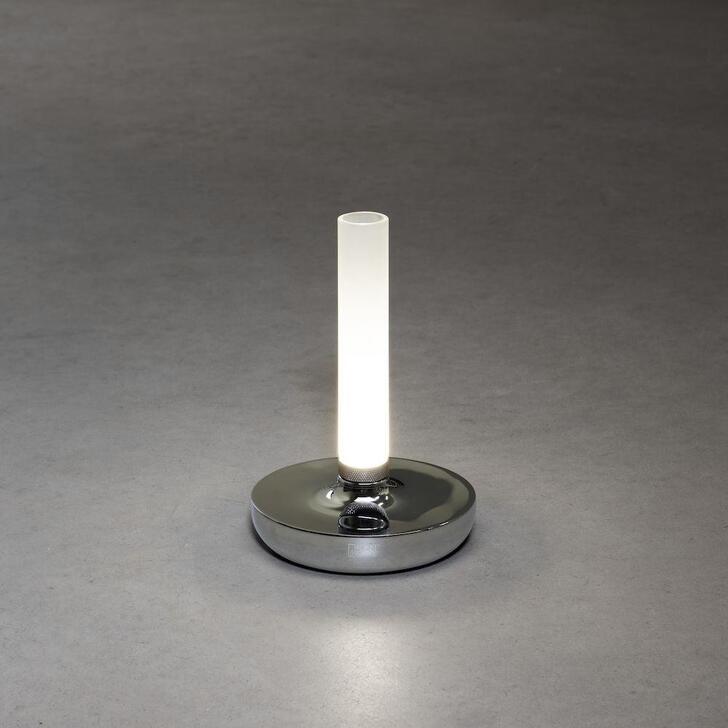 Konstsmide Biarritz Silver Outdoor Portable Usb Table Lamp With Frosted Glass - IP54 - 1800K/3000K/4000K