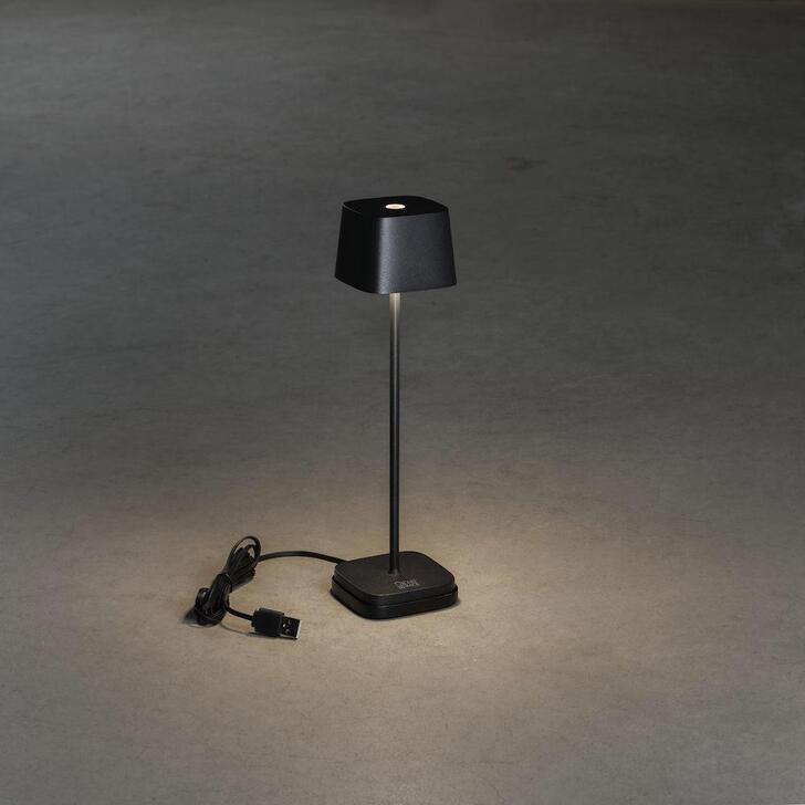 Konstsmide Capri Mini Usb Outdoor Portable Desk Lamp In Black - IP54 - 2200K/3000K