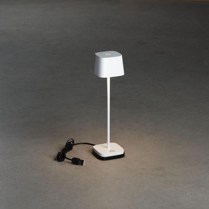 Konstsmide Capri Mini Usb Outdoor Portable Desk Lamp In White - IP54 - 2200K/3000K