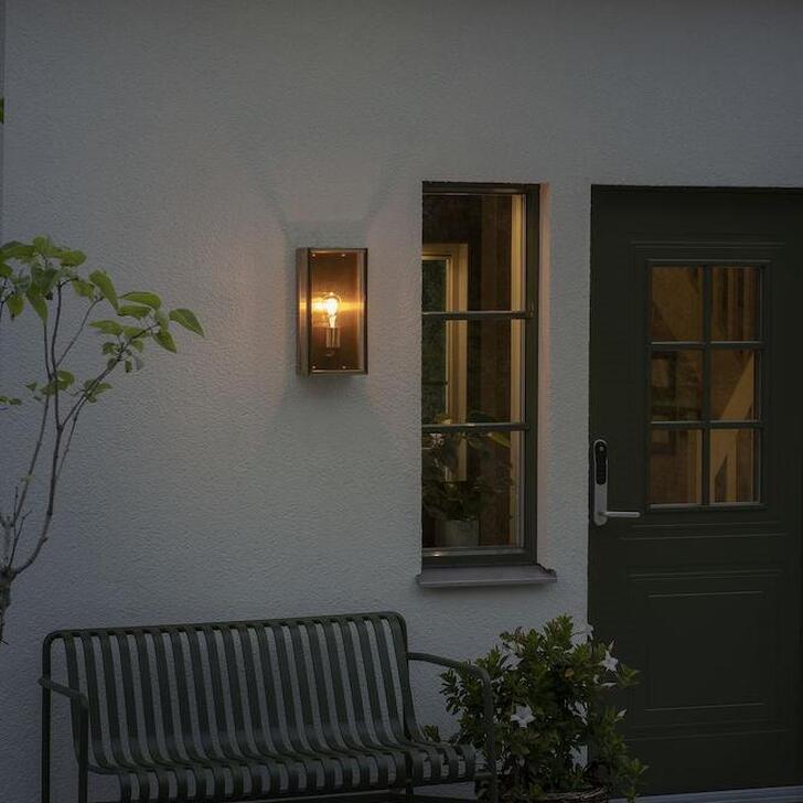 Konstsmide Carpi 7349 Brass Exterior Wall Light With Clear Glass Panels