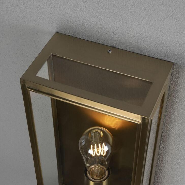 Konstsmide Carpi 7349 Brass Exterior Wall Light With Clear Glass Panels