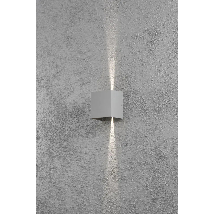 Konstsmide Cremona Square Aluminium Up And Down Led Wall Light With Adjustable Beam Feature - IP54 - 2 X 3W