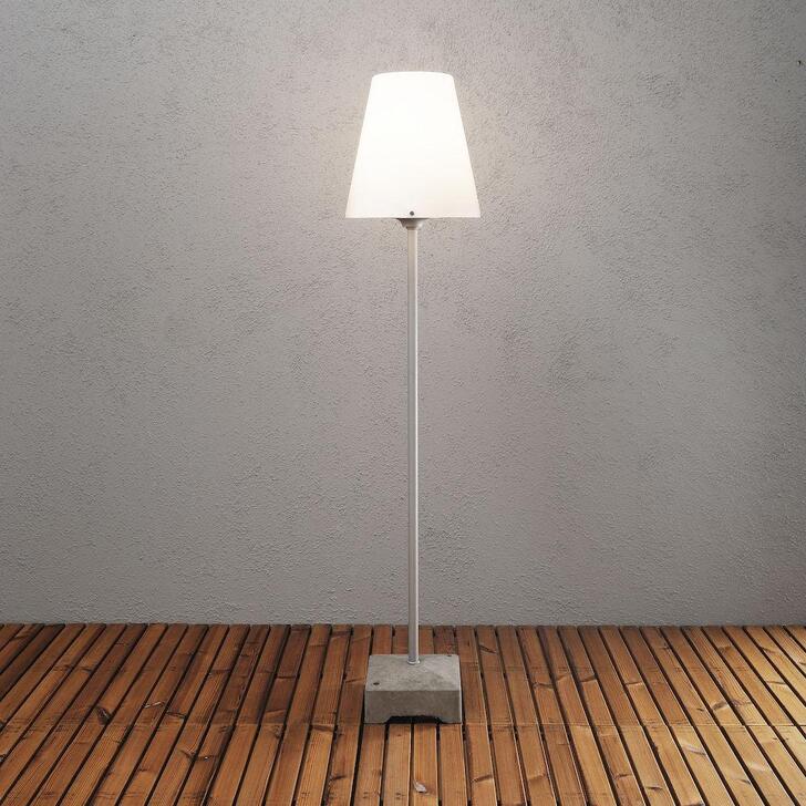 Konstsmide Lucca Grey Exterior Floor Lamp Complete With Opal Plastic Shade