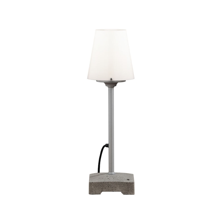 Konstsmide Lucca Grey Exterior Table Lamp Complete With Opal Plastic Shade