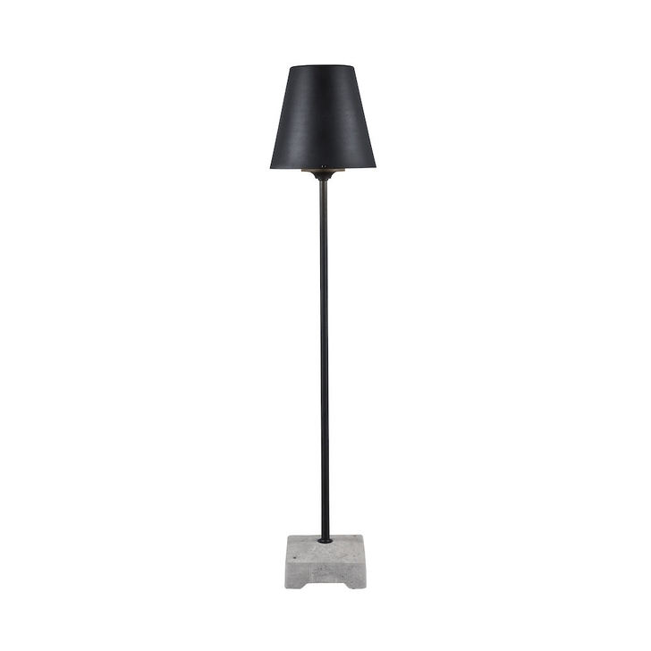 Konstsmide Lucca Matt Black Exterior Floor Lamp Complete With Metallic Shade