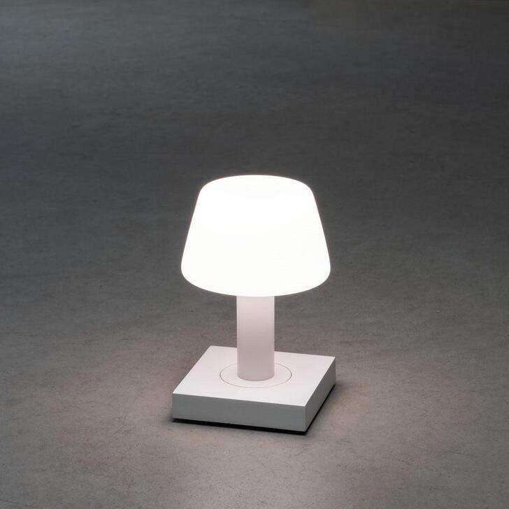 Konstsmide Monaco Matt White Portable Usb Table Lamp For Outdoor Use - IP54 - 2700K/3000K