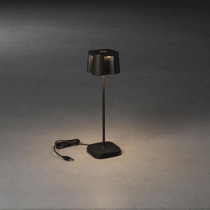 Konstsmide Nice Black Usb Portable Outdoor Table Lamp - IP54 - 2700K/3000K