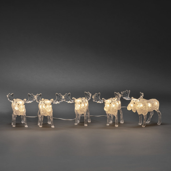 Konstsmide Outdoor 5 Piece Moose Set (13cm Each) In Warm White Complete With Transformer