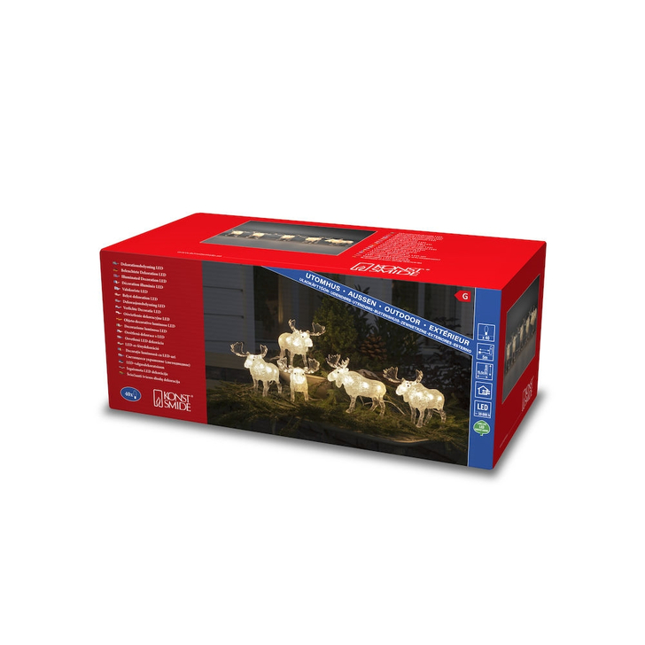 Konstsmide Outdoor 5 Piece Moose Set (13cm Each) In Warm White Complete With Transformer