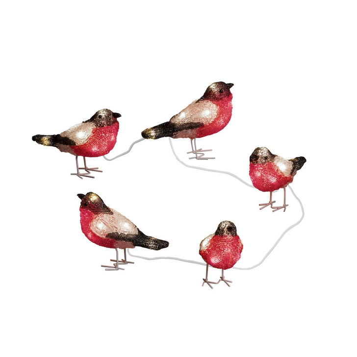 Konstsmide Outdoor Five Pice Bullfinch Bird Set (12cm Each) In Warm White Complete With Transformer