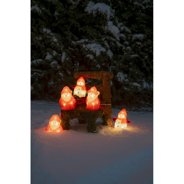 Konstsmide Outdoor Five Piece Snowman And Santa Set (13cm Each) In Warm White Complete With Transformer