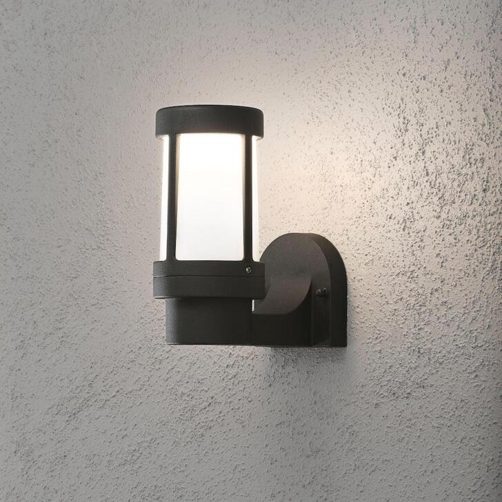 Konstsmide Siena Matt Black Exterior Wall Light Complete With Opal Acrylic Lens