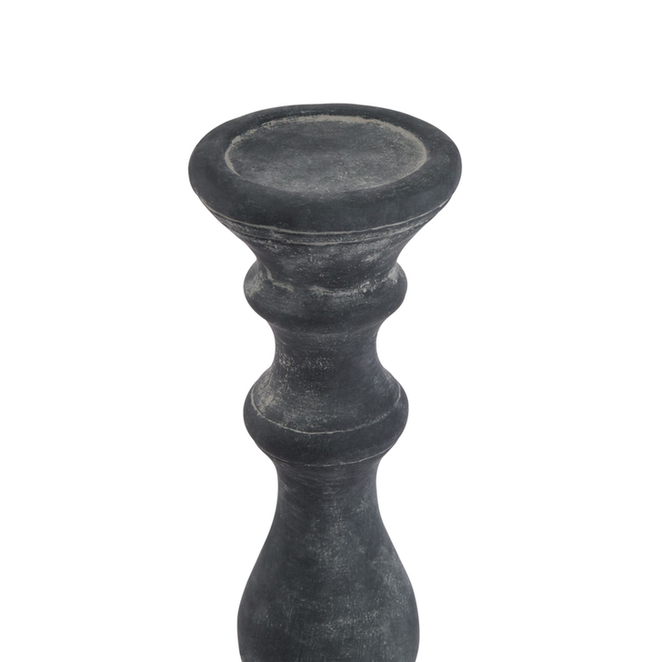 Large Detailed Grey Ceramic Candle Holder