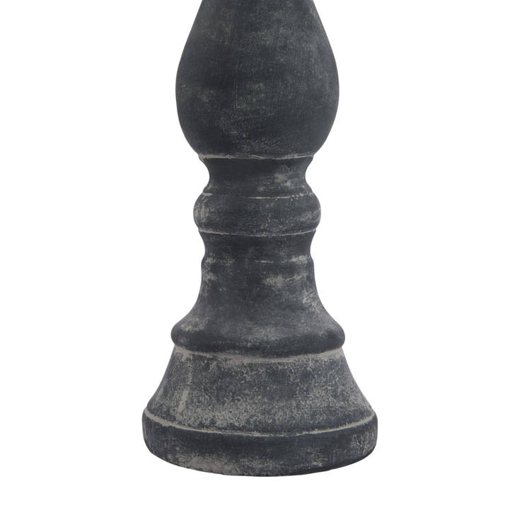 Large Detailed Grey Ceramic Candle Holder