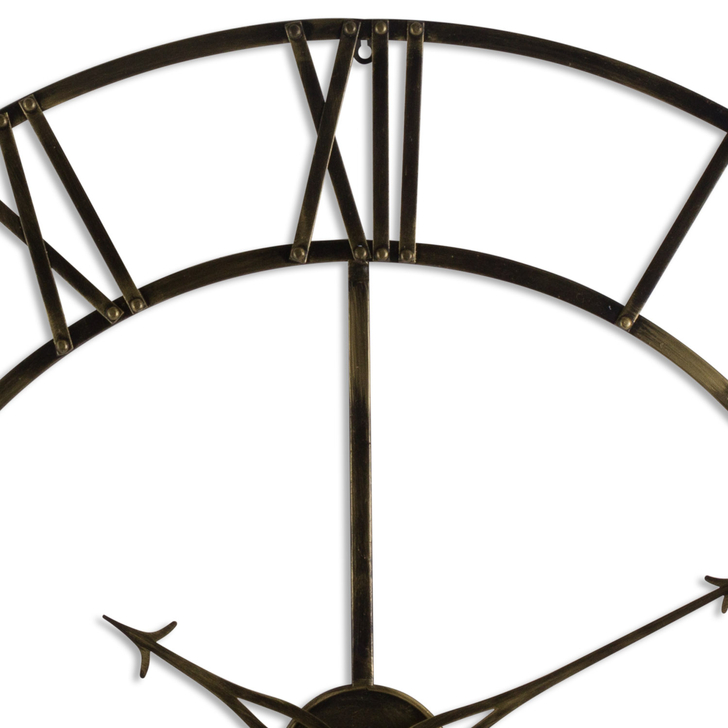 Large Round Skeleton Clock In Antique Brass 100cm