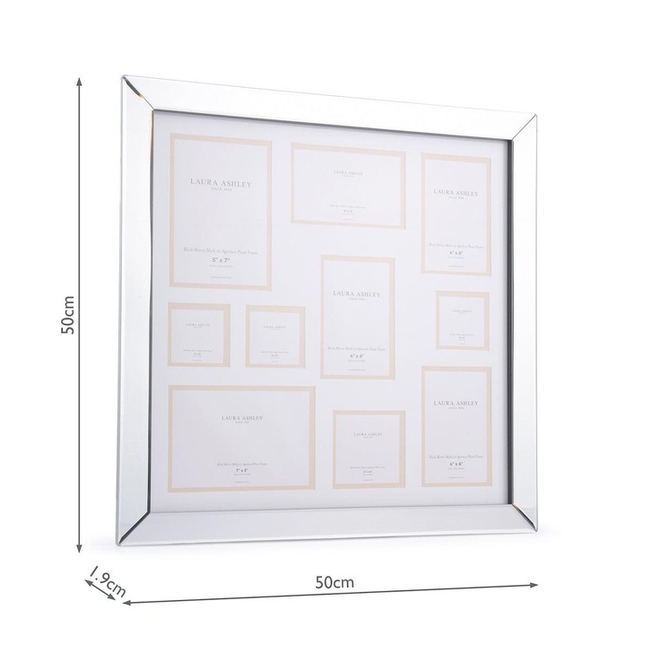 Laura Ashley 10 Block Aperture Photo Frame With Mirrored Edges