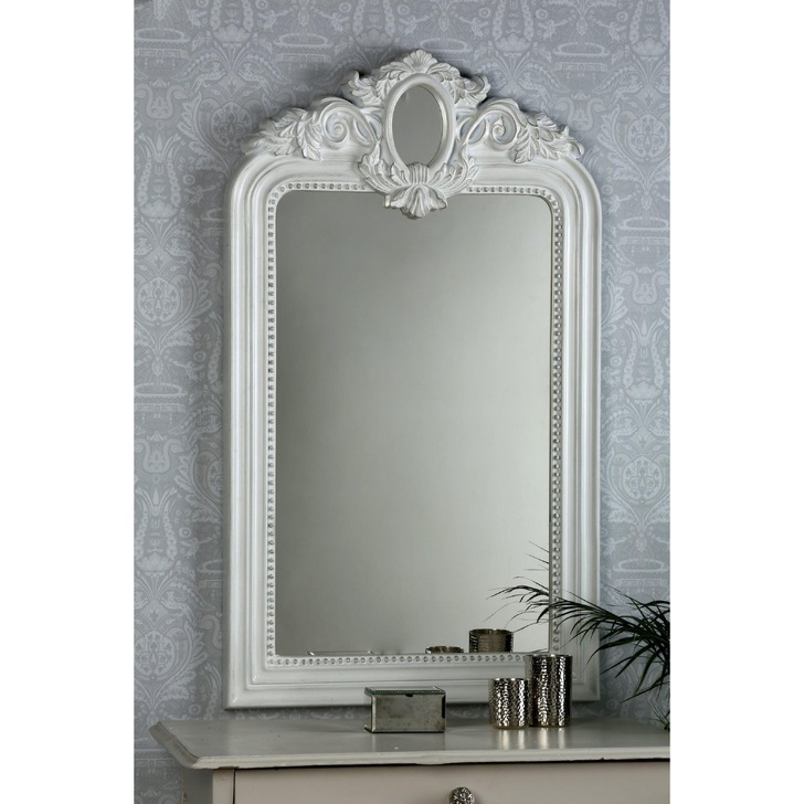 Laura Ashley Alana Rectangular Mirror With Distressed Ivory Detail