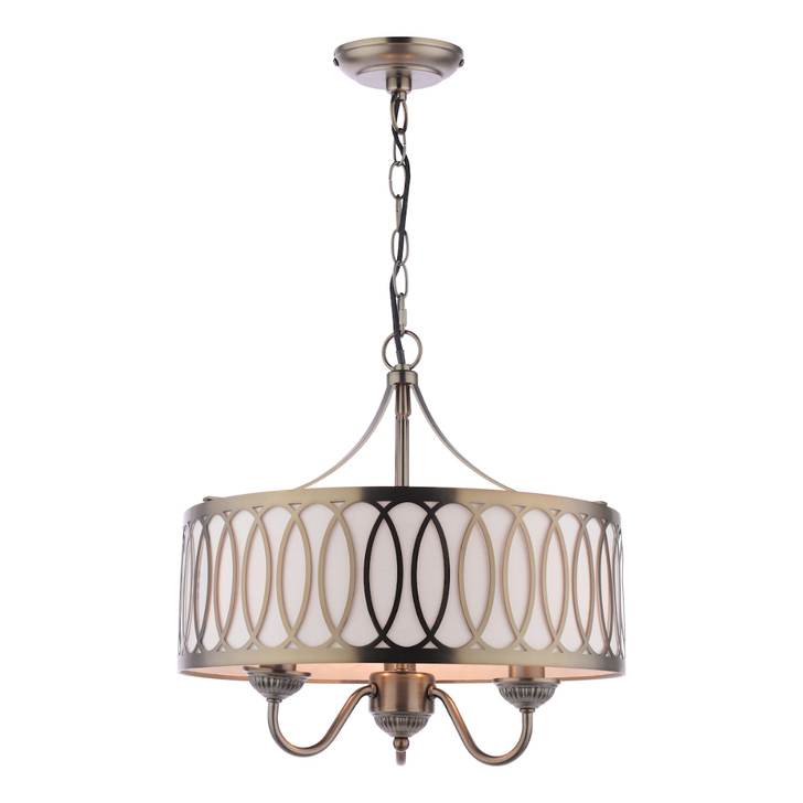 Laura Ashley Allerford Satin Bronze And Taupe 3 Light Pendant