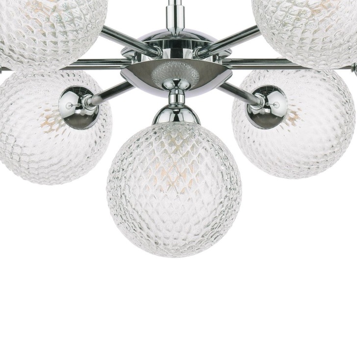 Laura Ashley Atherton 7 Light Polished Chrome Semi Flush Ceiling Light Complete With Textured Glass Globes