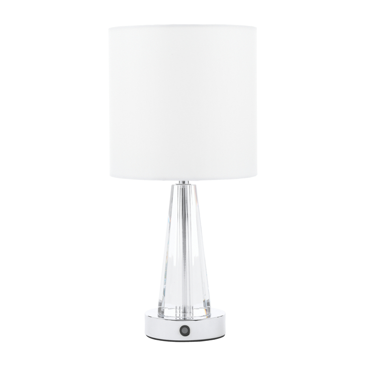 Laura Ashley Blake Rechargeable Table Lamp Polished Chrome and Crystal With Shade