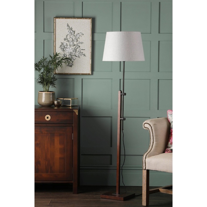 Laura Ashley Burdale Adjustable Floor Lamp In Dark Wood - Base Only - LA3756225-Q