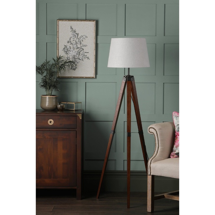 Laura Ashley Burdale Tripod Floor Lamp In Dark Wood - base Only - LA3756218-Q