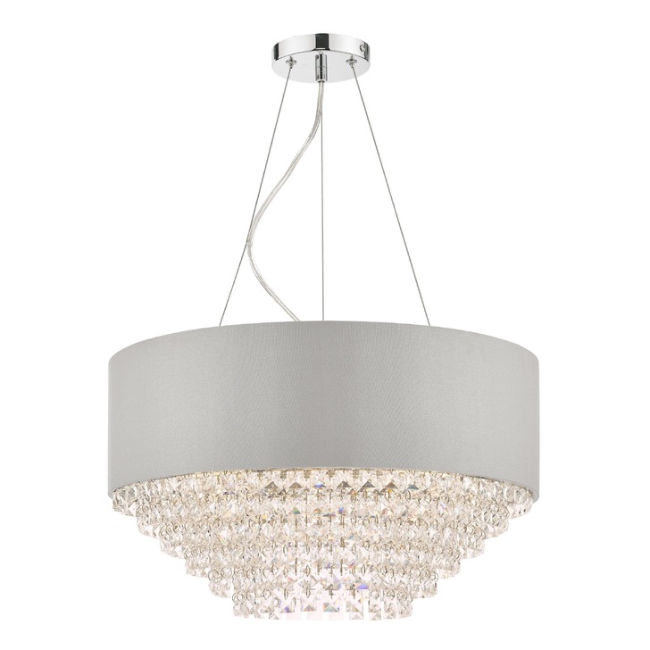 Laura Ashley Carrington 5 Light Crystal Pendant Complete With Grey Shade