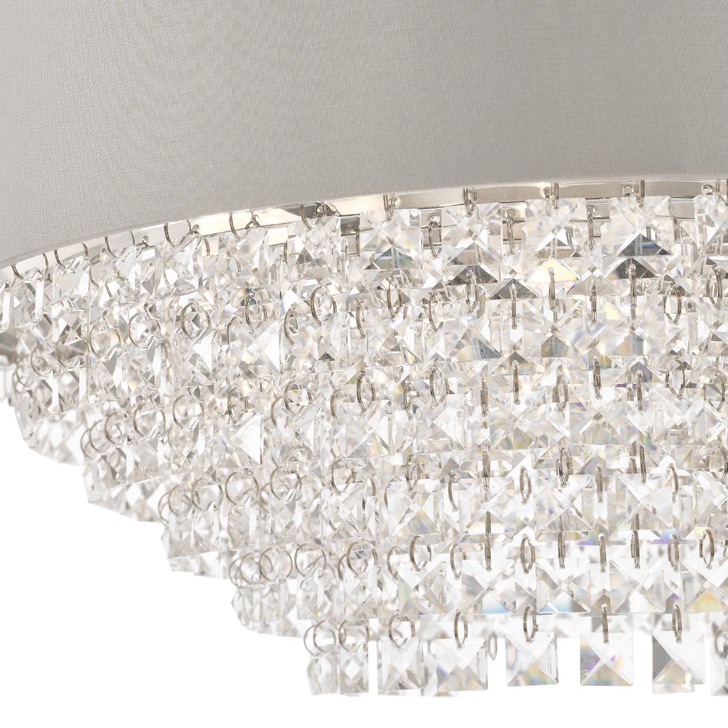 Laura Ashley Carrington 5 Light Crystal Pendant Complete With Grey Shade