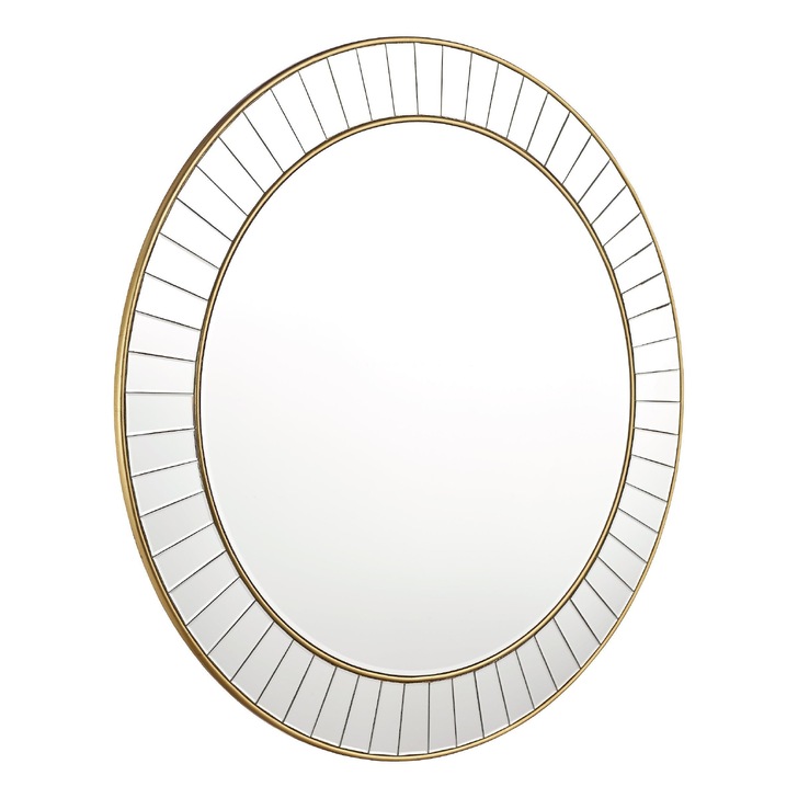 Laura Ashley Clemence Large Round Mirror With Gold Leaf Detail