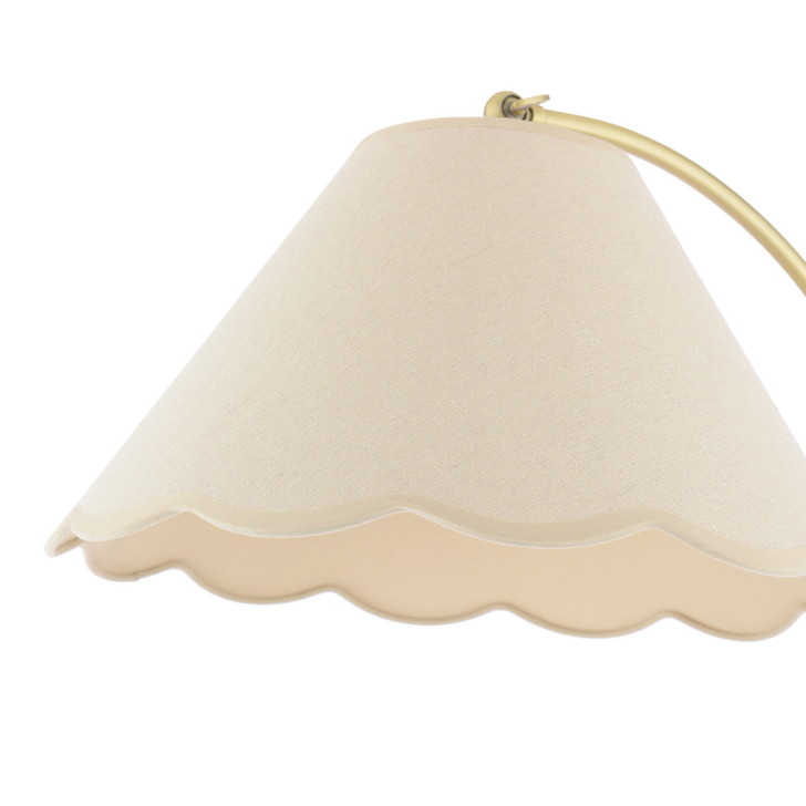 Laura Ashley Cordwell Matt Antique Brass Floor Lamp Complete With Natural Linen Scallop Shade